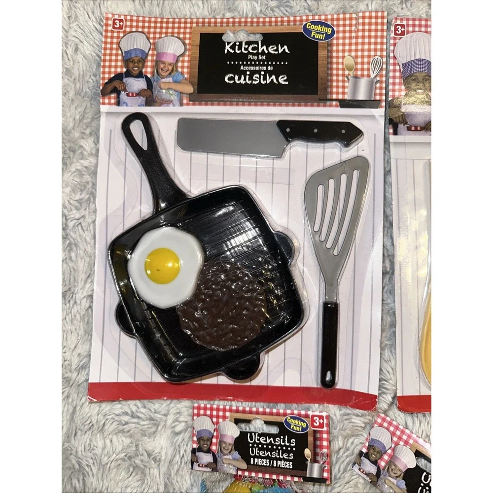 Play Food Set for Kids & Toddlers Kitchen Toy Playset Pretend Fake Pans Utensils